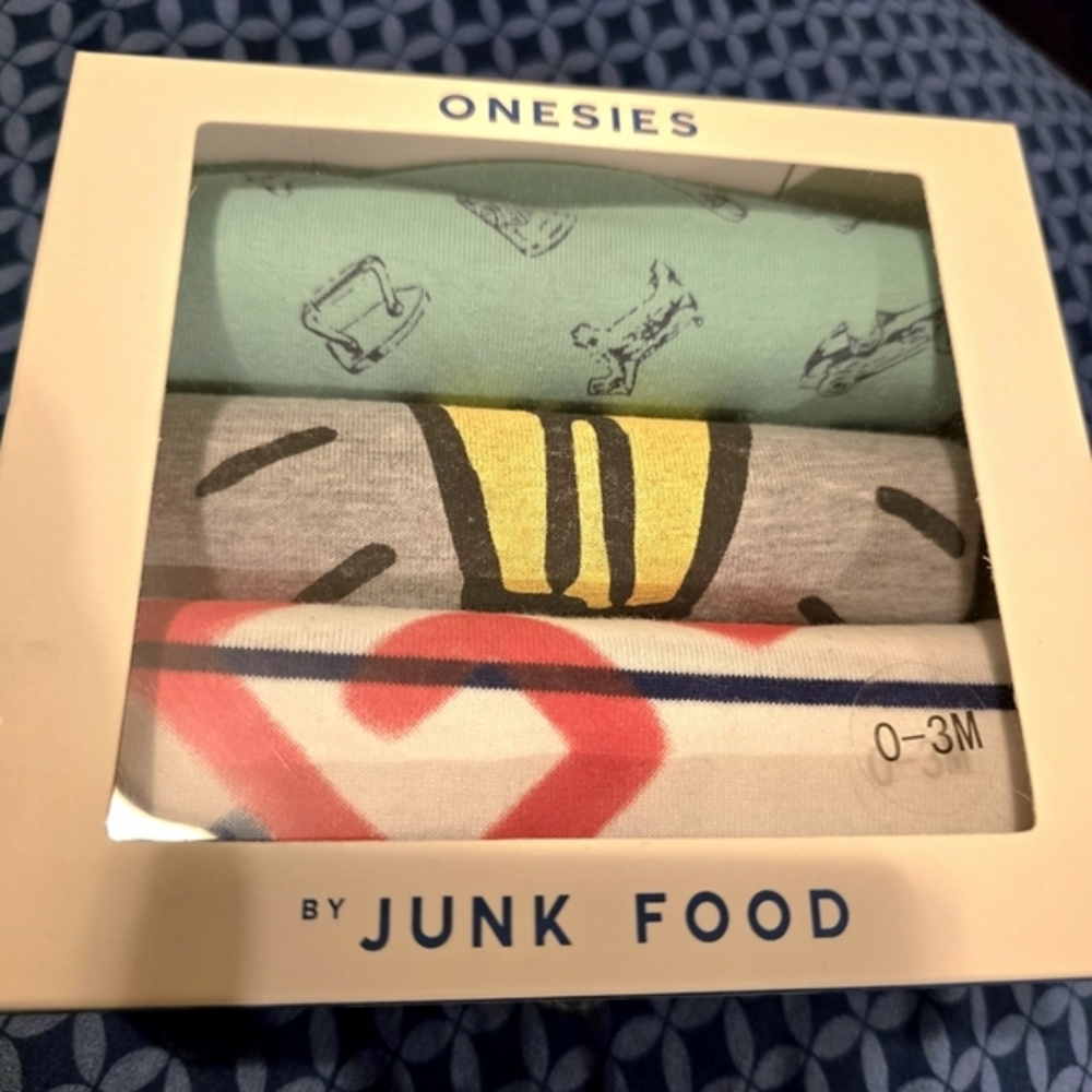 Junk Food Baby Onesies‎ 3 Piece Set - Multicolor NWT 0-3 Months